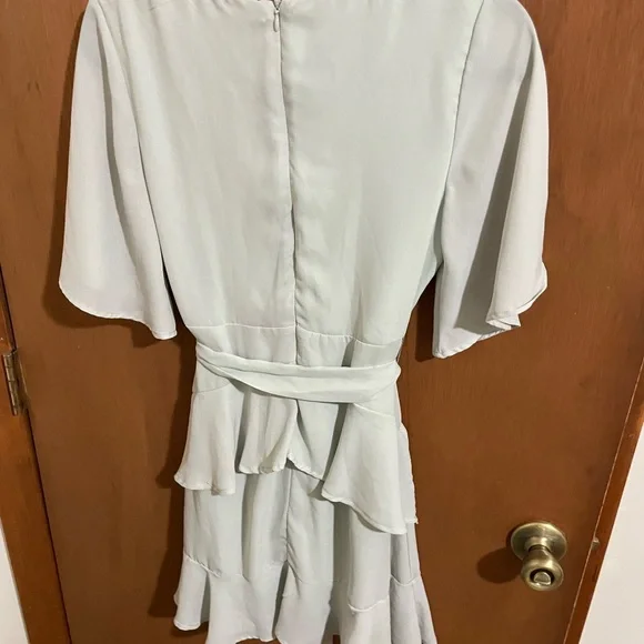 Light Sage Dress with Tie Around Waist - Picture 2 of 4